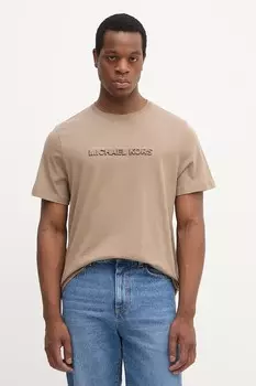 Хлопковая футболка Michael Kors, бежевый