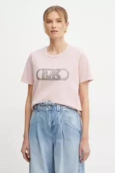 Хлопковая футболка Michael Michael Kors, розовый
