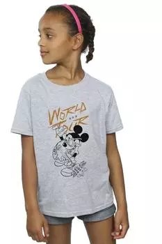 Хлопковая футболка Mickey Mouse World Tour Line Disney, серый