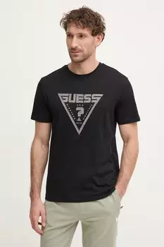 Хлопковая футболка MIDWAY Guess, черный