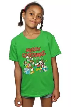 Хлопковая футболка «Микки и друзья» с пожеланиями зимы Disney, зеленый