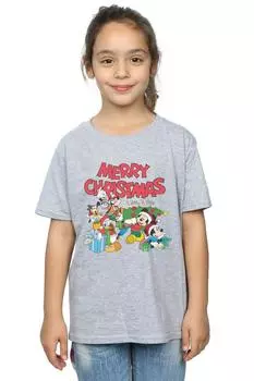 Хлопковая футболка «Микки и друзья» с пожеланиями зимы Disney, серый