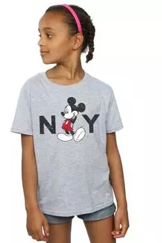 Хлопковая футболка «Микки Маус Нью-Йорк» Disney, серый