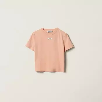 Хлопковая футболка Miu Miu, розовый