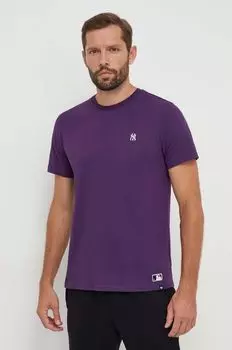 Хлопковая футболка MLB New York Yankees 47brand, фиолетовый