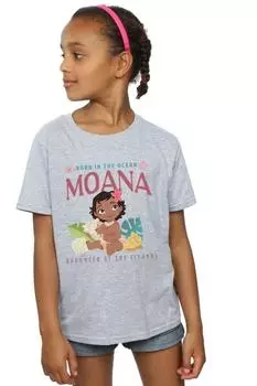 Хлопковая футболка «Моана, рожденная в океане» Disney, серый