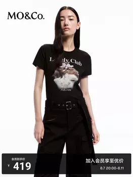 Хлопковая футболка Moco с милым щенком и коротким рукавом, черный