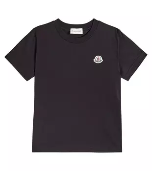 Хлопковая футболка Moncler Enfant, черный