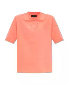 Хлопковая футболка Moncler, розовый