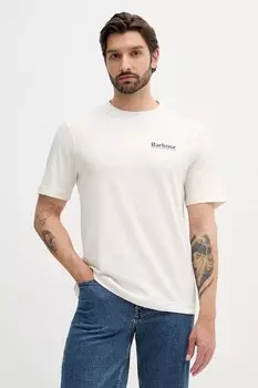 Хлопковая футболка MOONWELL Barbour, бежевый