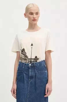 Хлопковая футболка Mos Mosh, бежевый