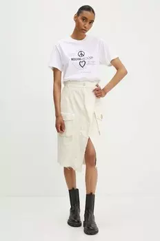 Хлопковая футболка Moschino Jeans, белый