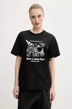 Хлопковая футболка Moschino Jeans, черный