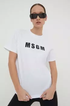 Хлопковая футболка MSGM, белый