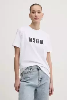 Хлопковая футболка Msgm, белый