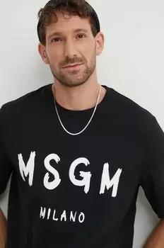 Хлопковая футболка Msgm, черный