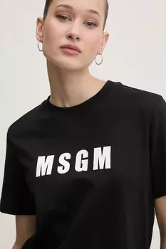 Хлопковая футболка Msgm, черный