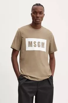 Хлопковая футболка MSGM, зеленый