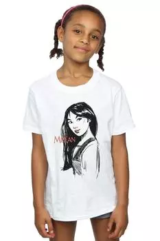 Хлопковая футболка Мулан с эскизом Disney, белый