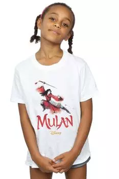 Хлопковая футболка «Мулан в позе фильма» Disney, белый