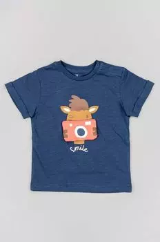 Хлопковая футболка на молнии для детей Zippy, темно-синий