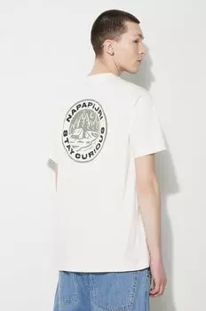 Хлопковая футболка Napapijri, бежевый