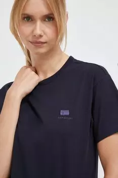 Хлопковая футболка Napapijri, темно-синий