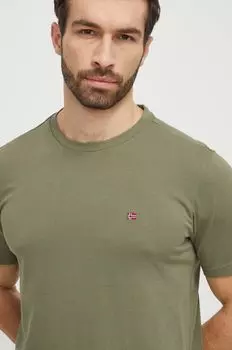 Хлопковая футболка Napapijri, зеленый