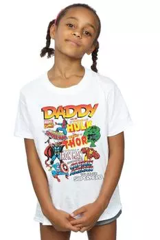 Хлопковая футболка «Наш папа-супергерой» Marvel, белый
