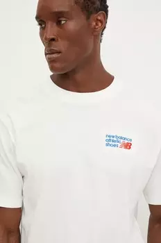 Хлопковая футболка New Balance, бежевый