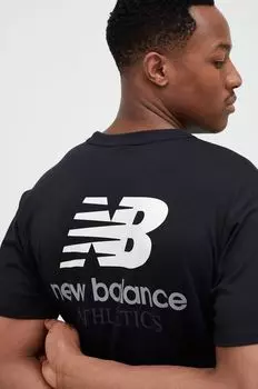 Хлопковая футболка New Balance, черный