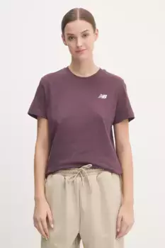 Хлопковая футболка New Balance, гранатовый