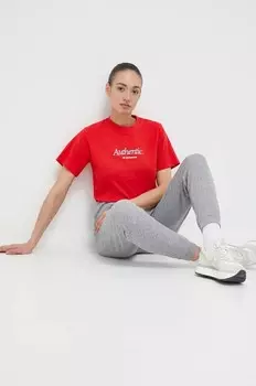 Хлопковая футболка New Balance, красный