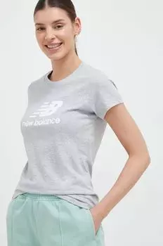 Хлопковая футболка New Balance, серый