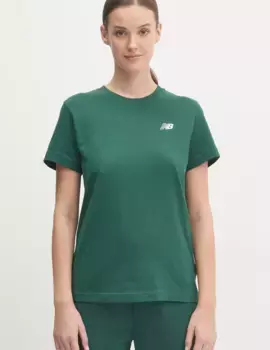 Хлопковая футболка New Balance, зеленый