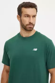 Хлопковая футболка New Balance, зеленый