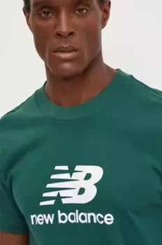 Хлопковая футболка New Balance, зеленый