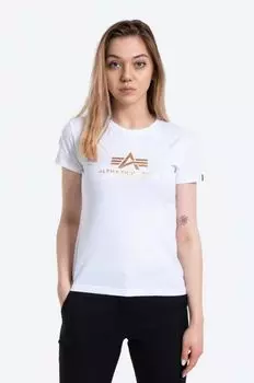 Хлопковая футболка New Basic T с принтом фольги Alpha Industries, белый