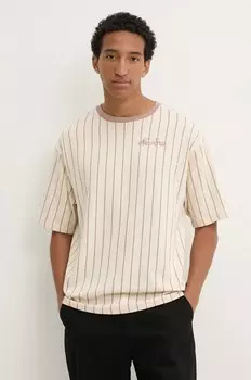 Хлопковая футболка New Era, бежевый