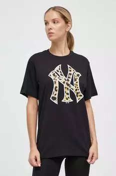 Хлопковая футболка New York Yankees 47 brand, черный