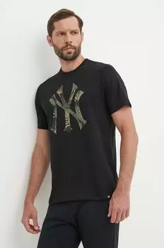 Хлопковая футболка New York Yankees 47 brand, черный