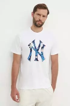 Хлопковая футболка New York Yankees 47 brand, белый
