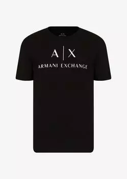 Хлопковая футболка облегающего кроя Armani Exchange, черный