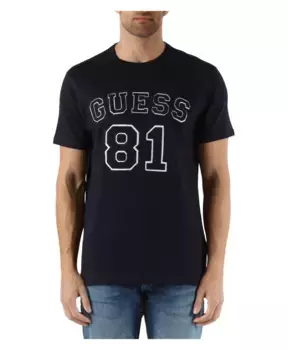 Хлопковая футболка обычного кроя с логотипом Guess, синий