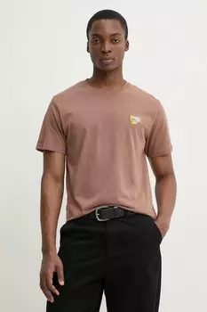 Хлопковая футболка OWENS Solid, коричневый