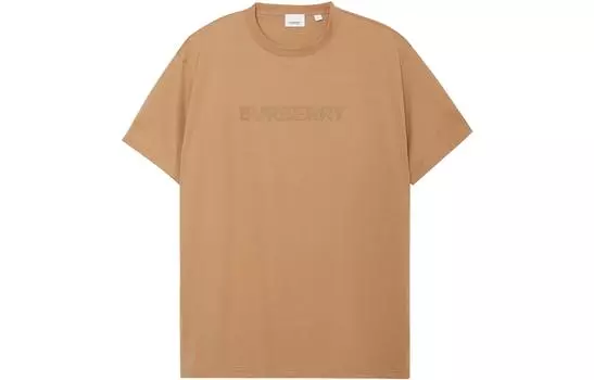 Хлопковая футболка оверсайз с принтом логотипа Burberry Светло-коричневый, цвет Camel