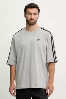 Хлопковая футболка оверсайз Tee Adidas Originals, серый