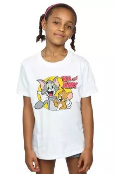 Хлопковая футболка «Палец вверх» Tom & Jerry, белый