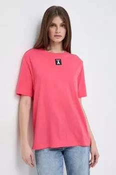 Хлопковая футболка Patrizia Pepe, розовый