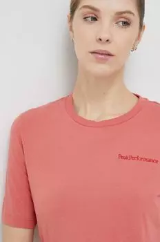 Хлопковая футболка Peak Performance, розовый